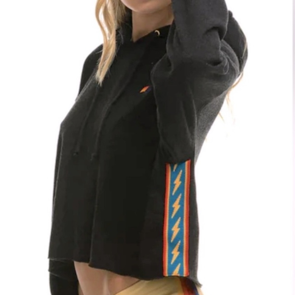 Aviator Nation Bolt Stripe Relaxed Fit Crop hoodie